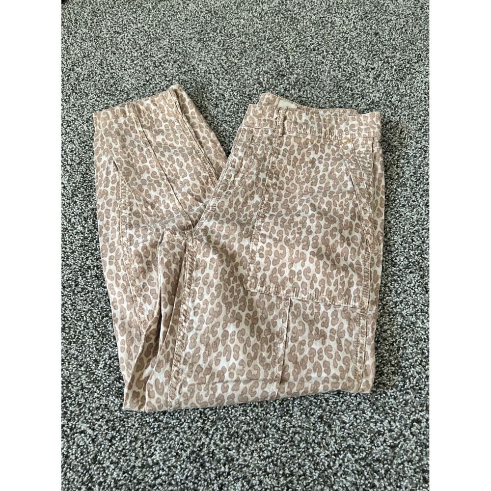 D49 Anthropologie Leopard‎ Print Utility Pants Women's Size 29 Casual Trousers
